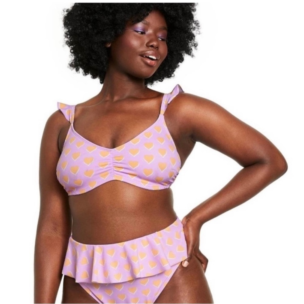 Stoney Clover Lane X Target Purple Heart print bikini top extra small